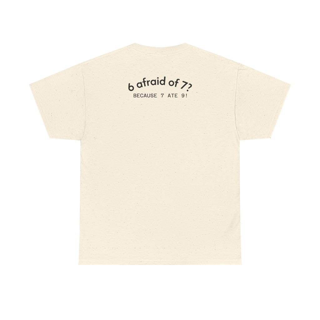 Why is 6 Afraid of 7? "Because 7 Ate 9" Funny Numbers Tee