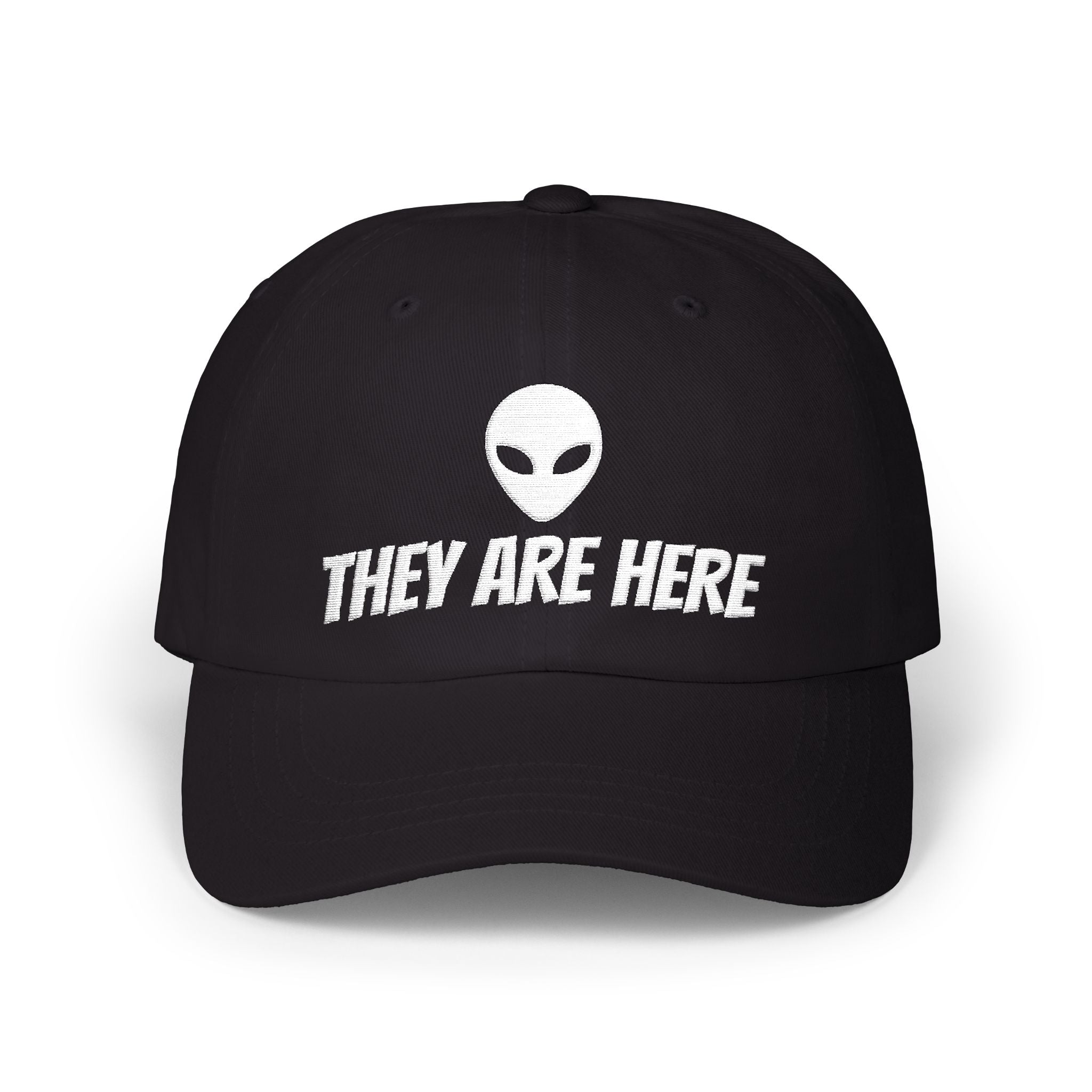 Alien "They Are Here" Dad Cap - Embroidered Baseball Hat dark