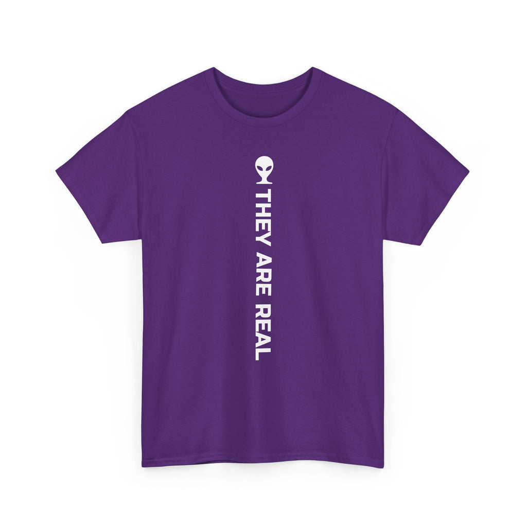 Alien Tee — Minimal "They Are Real" Vertical Graphic T-Shirt dark