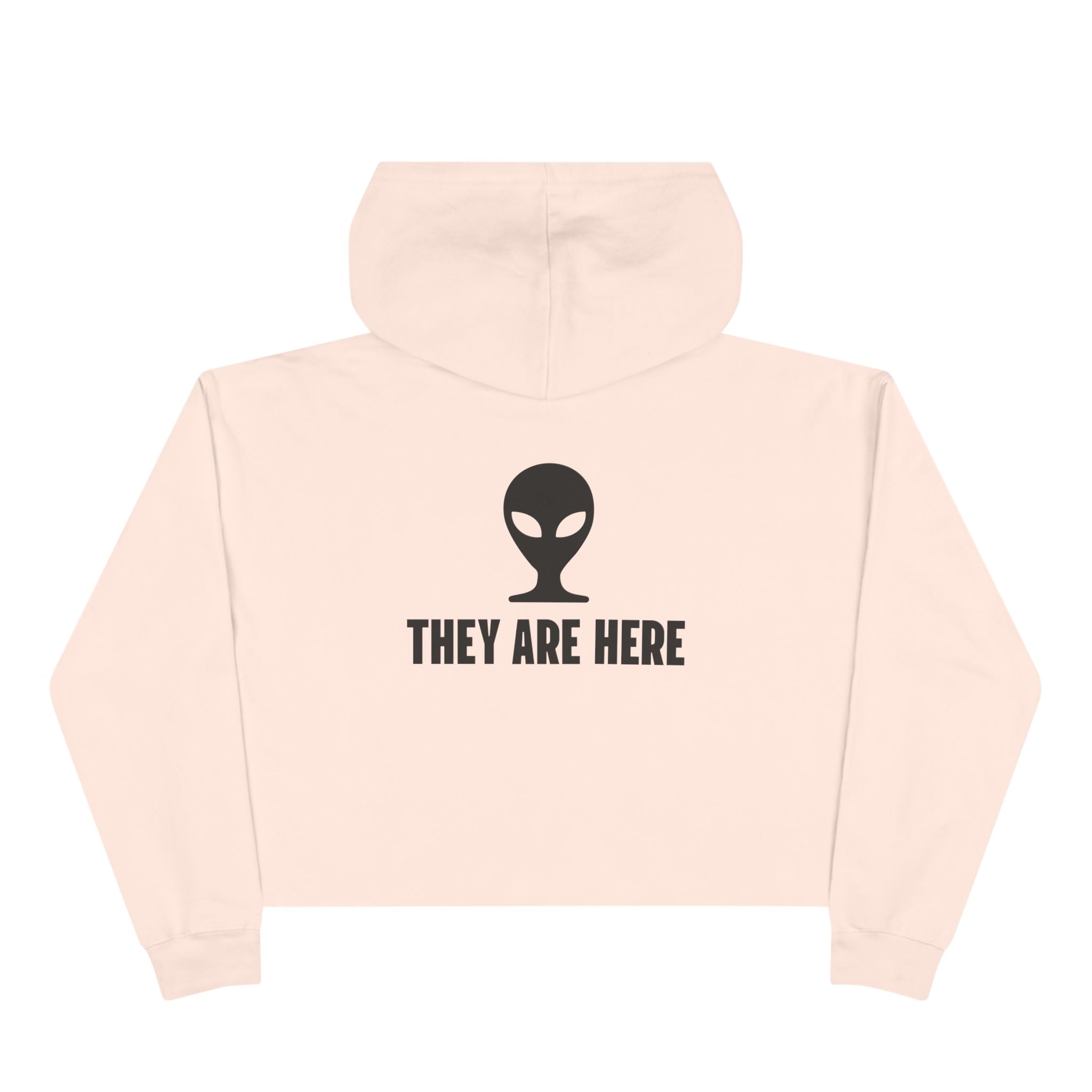 Alien Crop Hoodie - "They Are Here" Cropped Sweatshirt