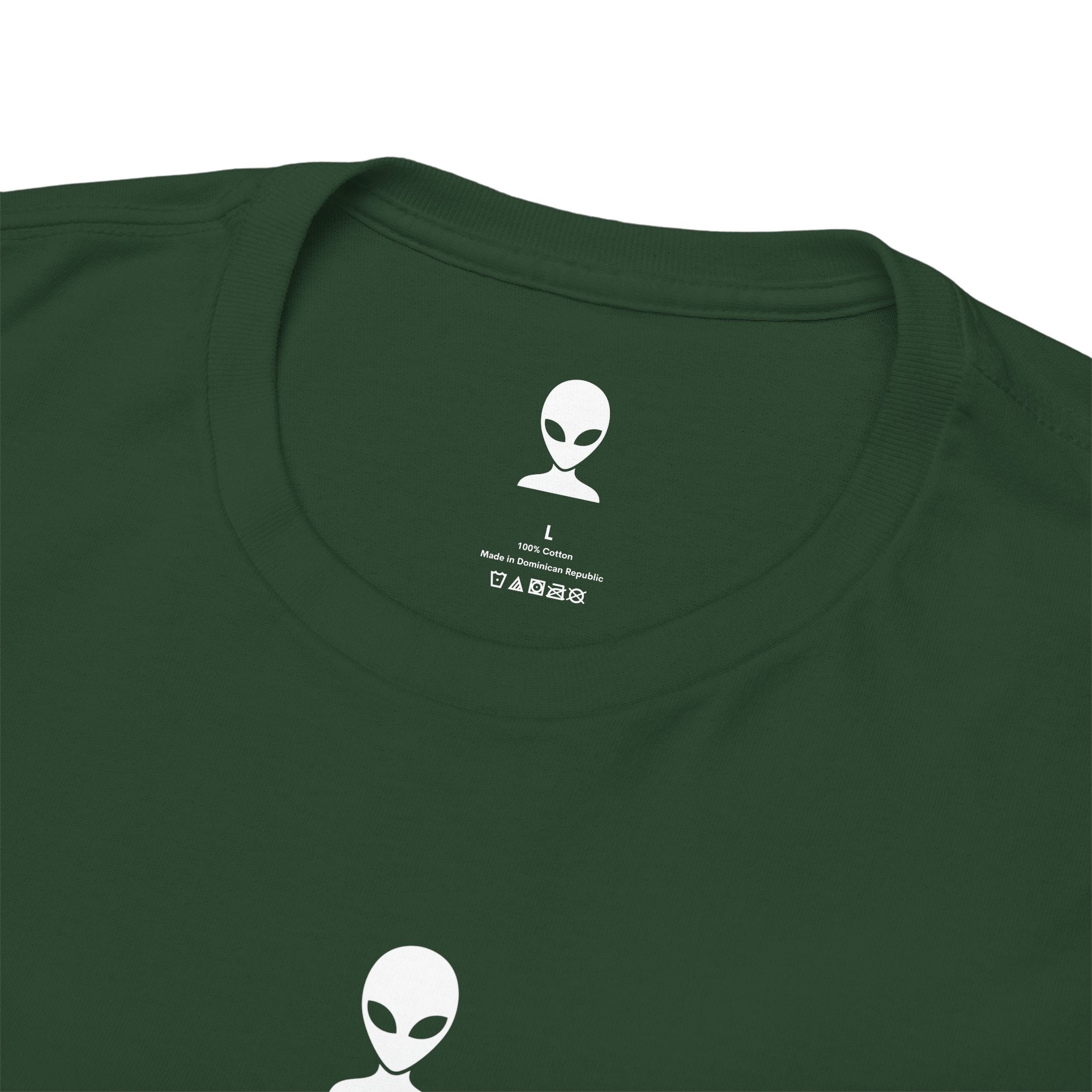 Alien Tee — Minimal "They Are Here" Vertical Graphic T-Shirt dark