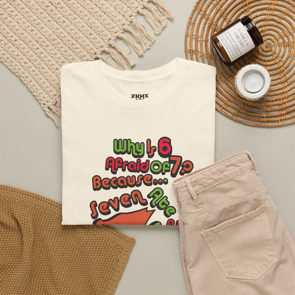Why is 6 Afraid of 7? "Because 7 Ate 9" Funny Numbers Tee