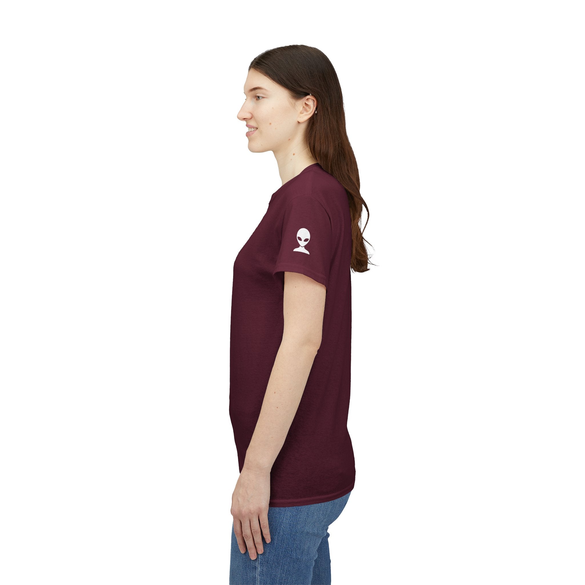 Alien Tee — Minimal "They Are Here" Vertical Graphic T-Shirt dark