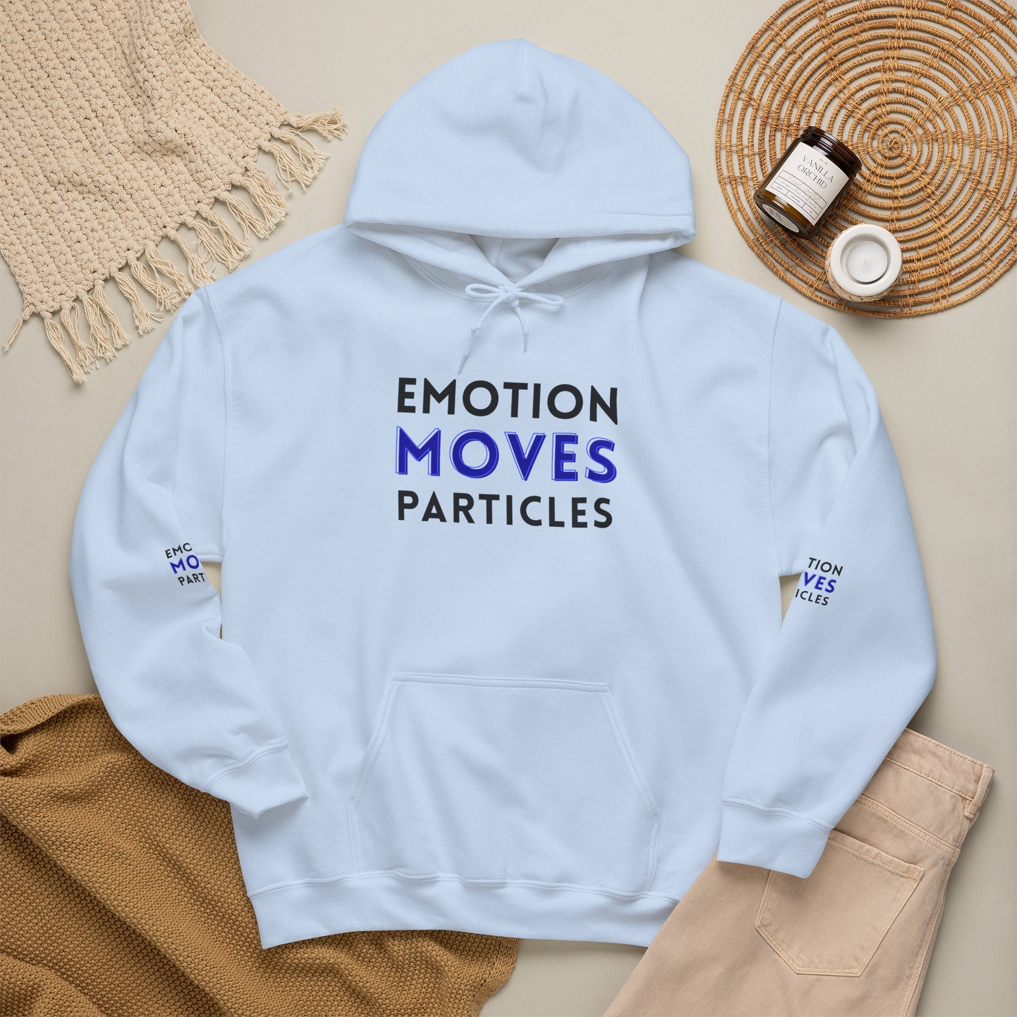 Emotion Moves Particles Hoodie — Inspirational Graphic Pullover