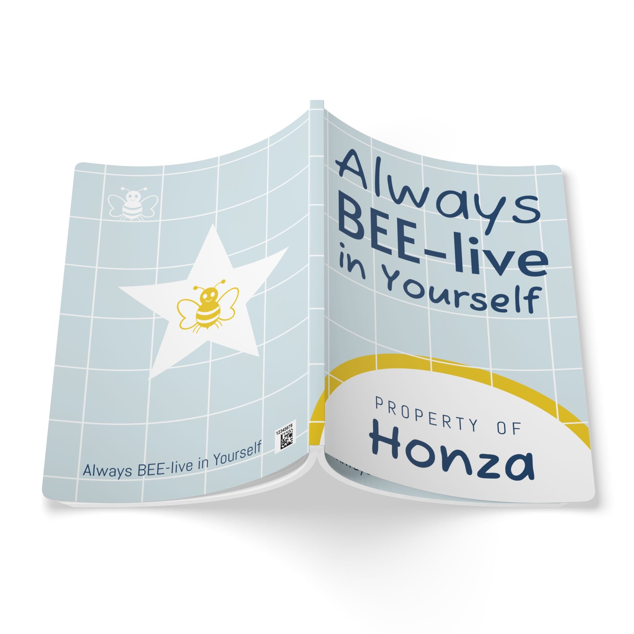 Personalized "Property of [Name]" Bee-lieve In Yourself Softcover Journal — Inspirational Notebook