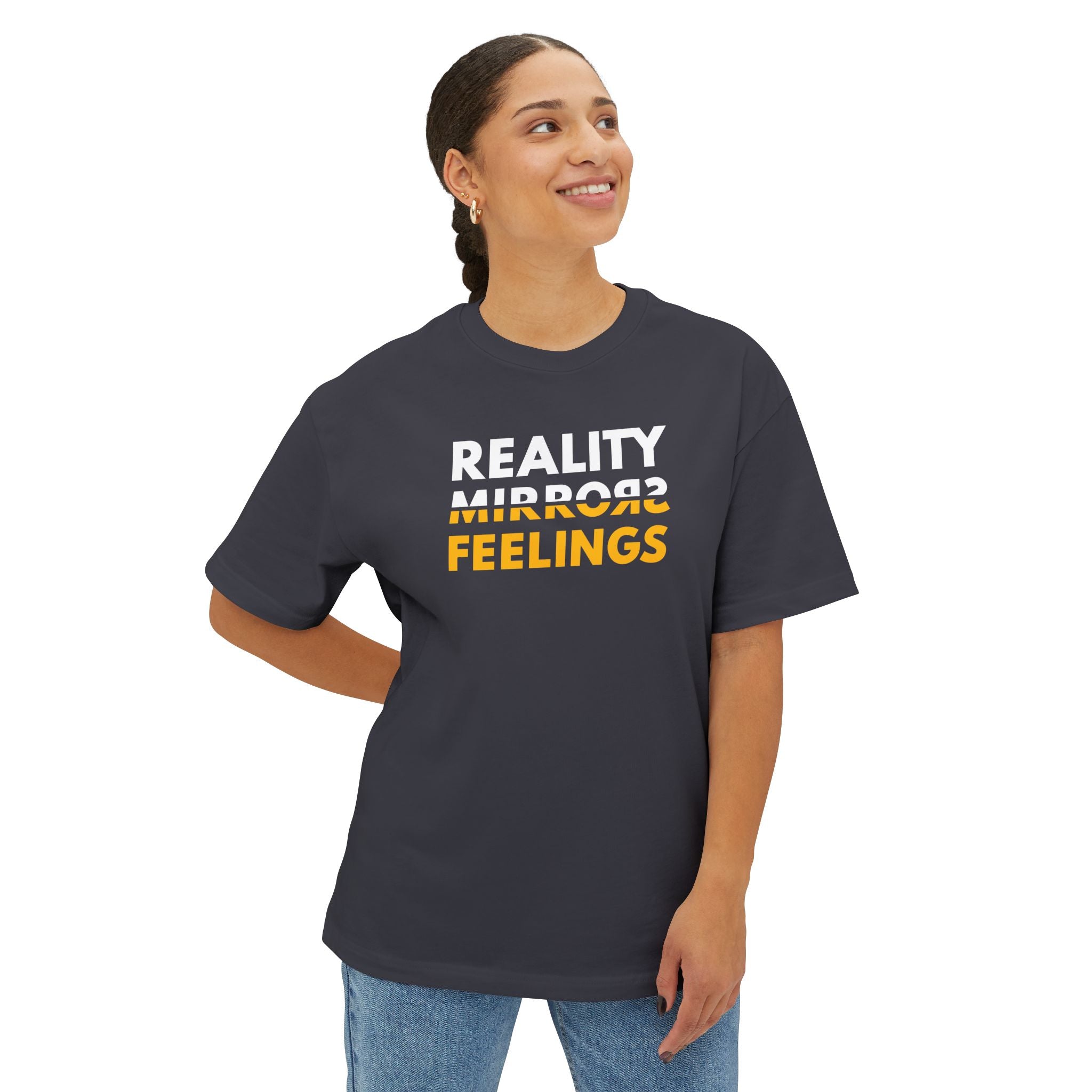 Reality Dark Tee — Reality Mirrors Feelings Minimalist Graphic T-Shirt