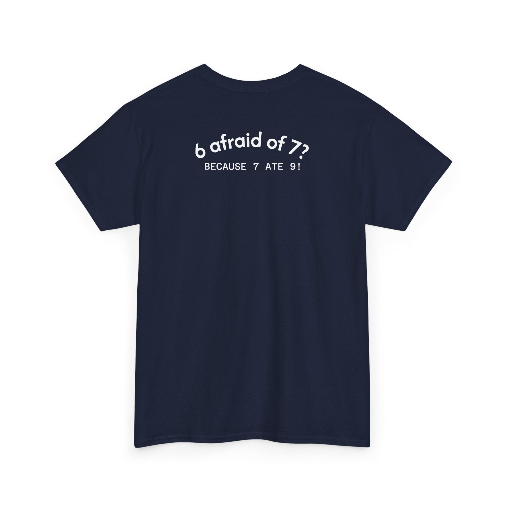 Why is 6 Afraid of 7? "Because 7 Ate 9" Funny Numbers Tee
