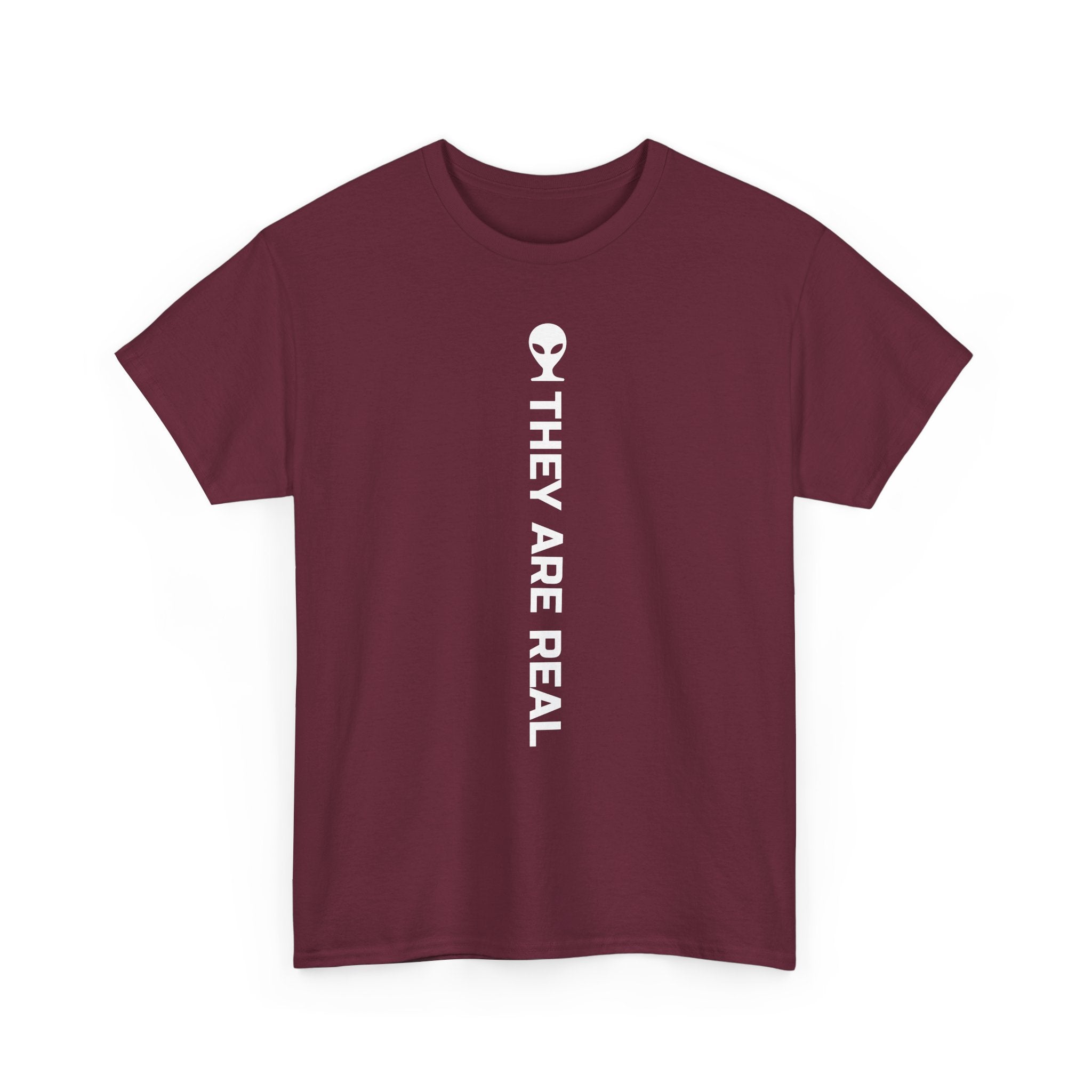 Alien Tee — Minimal "They Are Real" Vertical Graphic T-Shirt dark