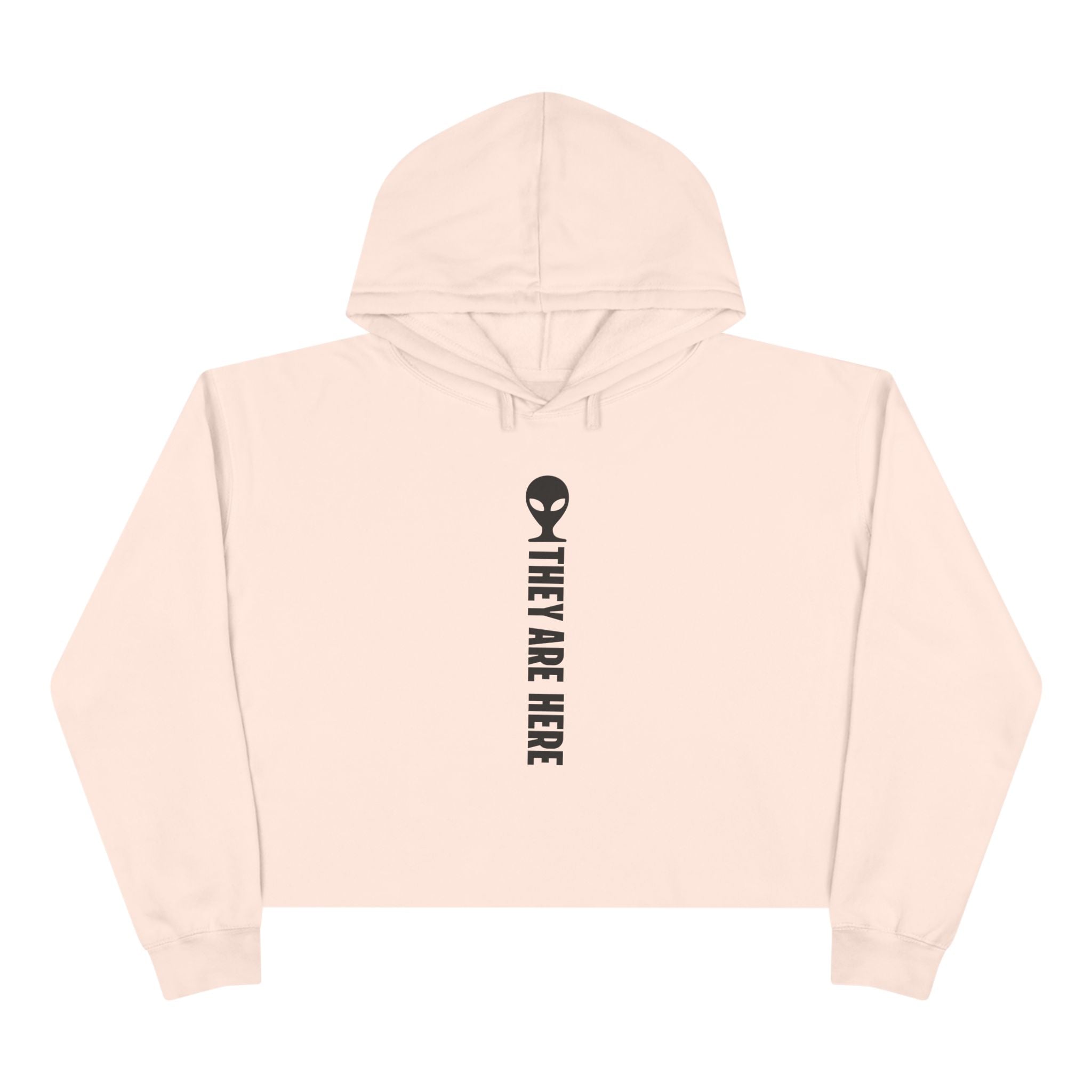 Alien Crop Hoodie - "They Are Here" Cropped Sweatshirt