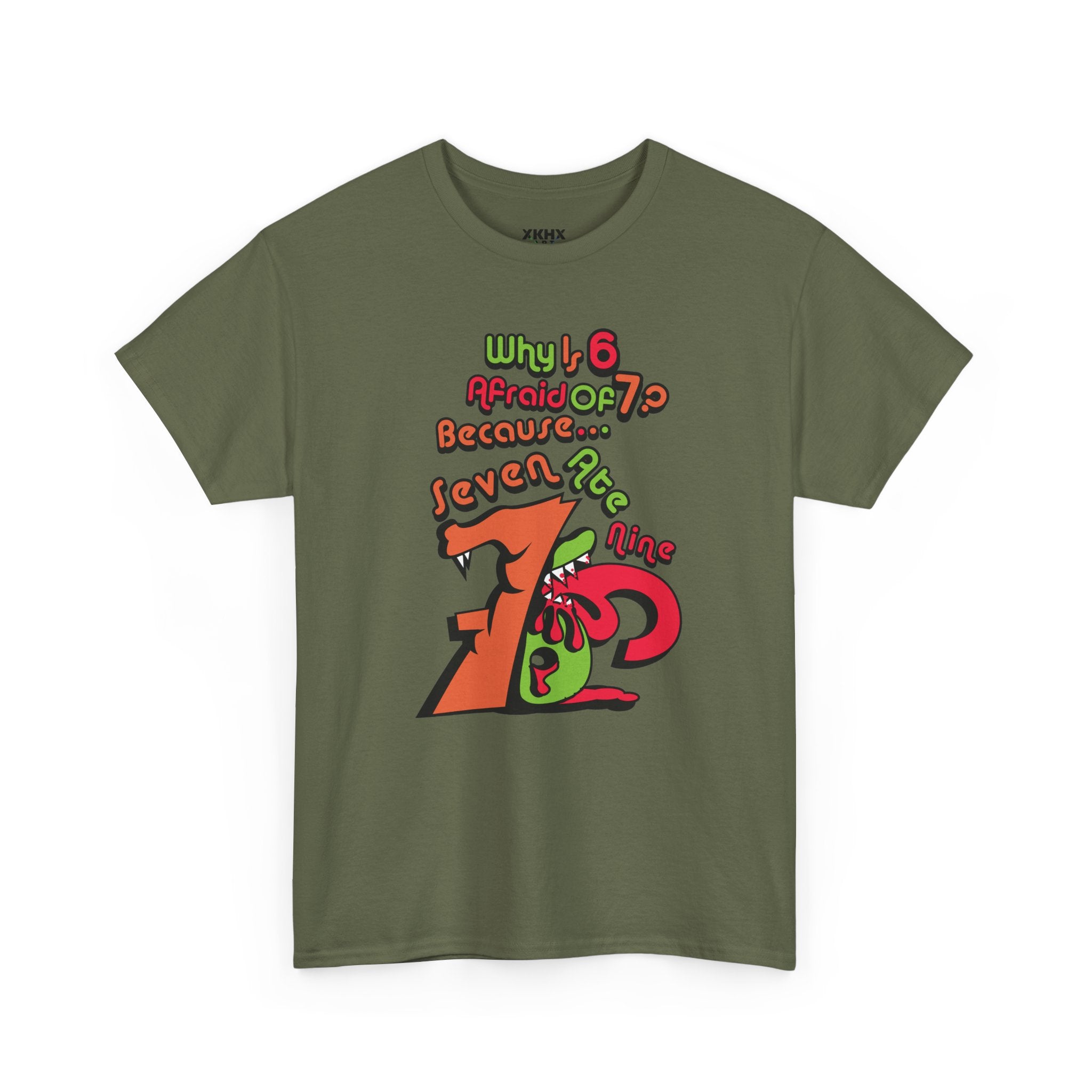 Why is 6 Afraid of 7? "Because 7 Ate 9" Funny Numbers Tee