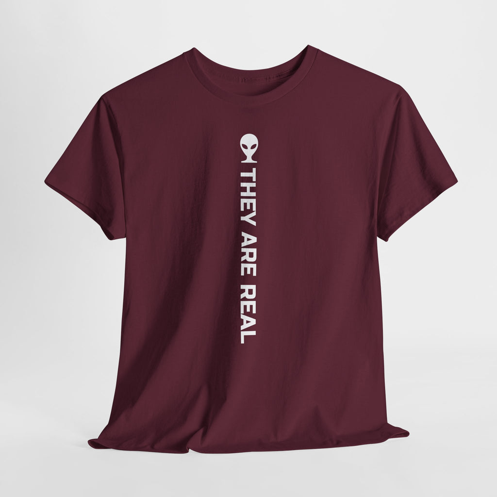 Alien Tee — Minimal "They Are Real" Vertical Graphic T-Shirt dark