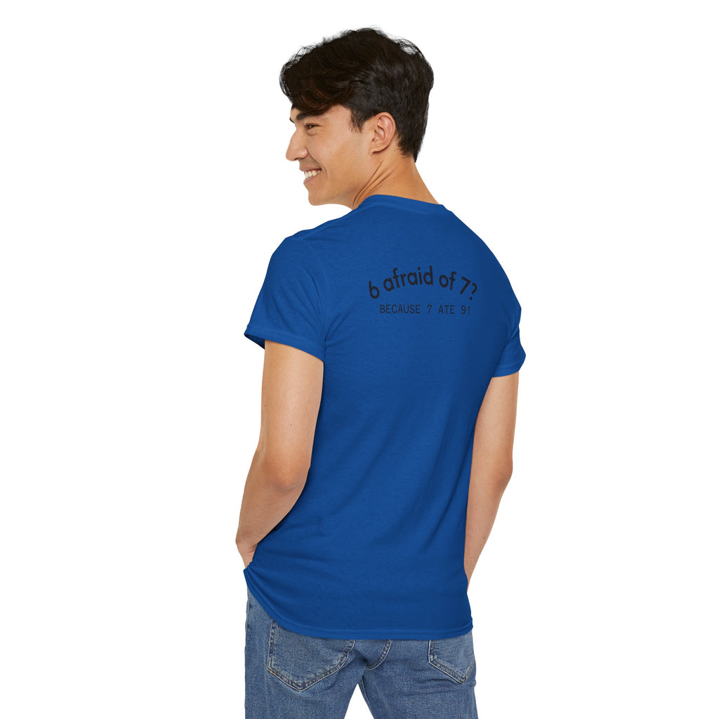 Why is 6 Afraid of 7? "Because 7 Ate 9" Funny Numbers Tee