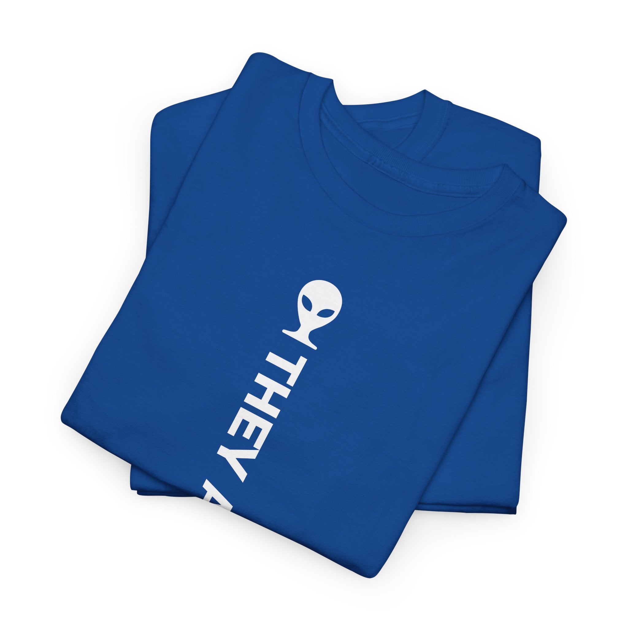Alien Tee — Minimal "They Are Real" Vertical Graphic T-Shirt dark