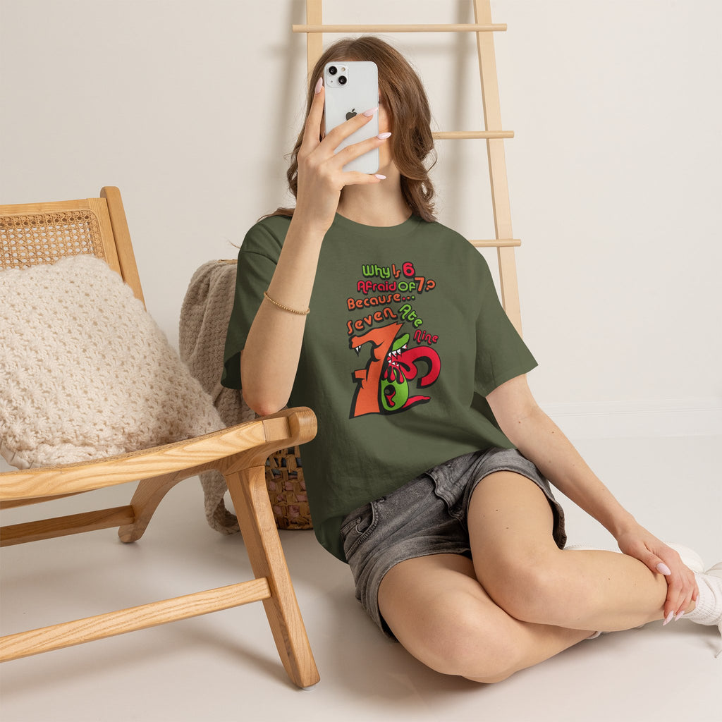 Why is 6 Afraid of 7? "Because 7 Ate 9" Funny Numbers Tee