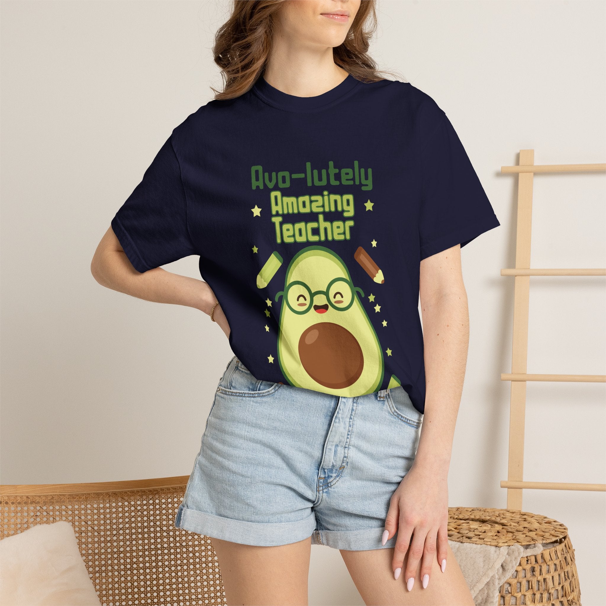 Personalizable "Avo-lutely Amazing Teacher" T-Shirt — Cute Avocado [XX] Grade Teacher Tee