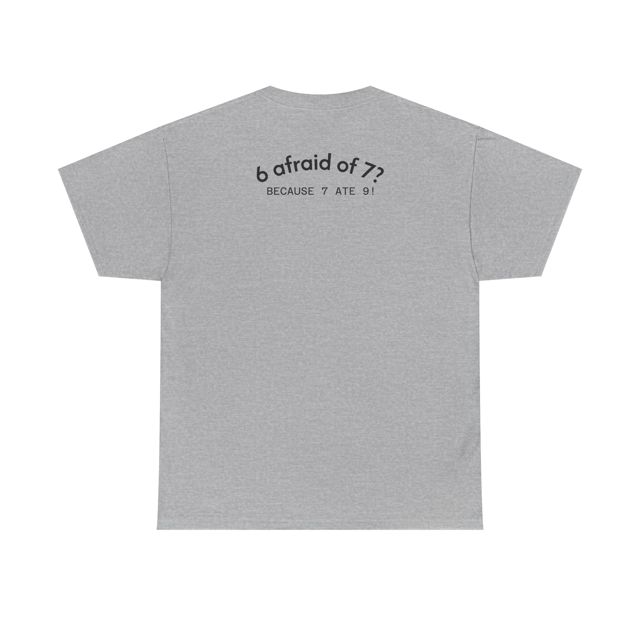 Why is 6 Afraid of 7? "Because 7 Ate 9" Funny Numbers Tee