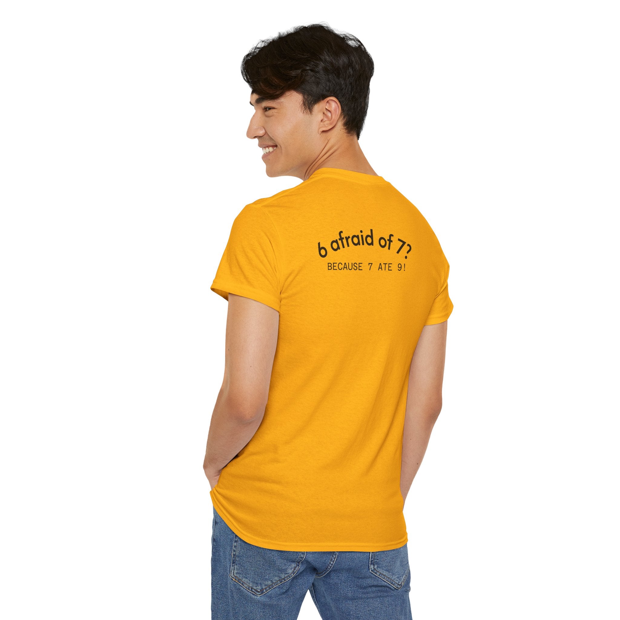 Why is 6 Afraid of 7? "Because 7 Ate 9" Funny Numbers Tee