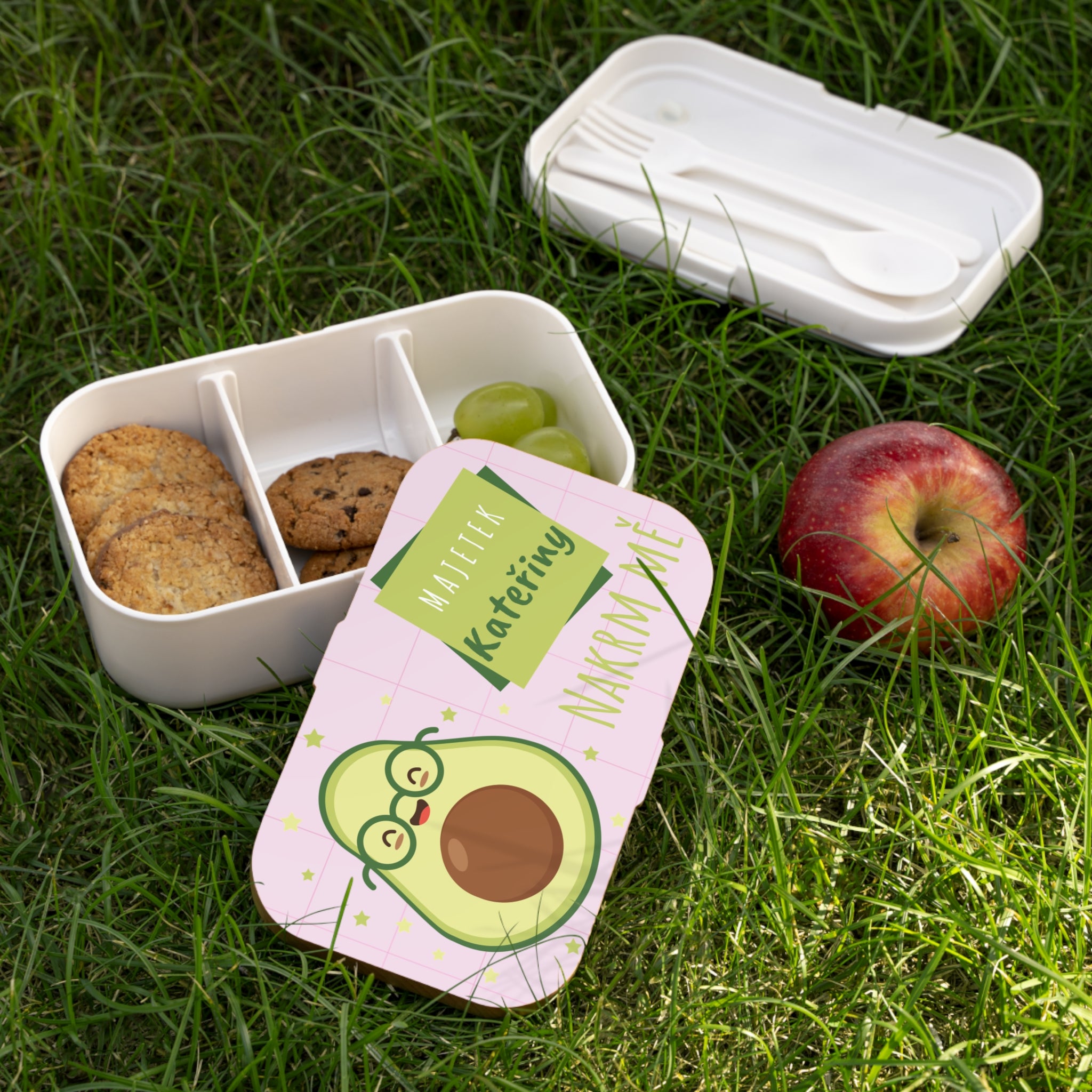 Personalized Avocado Bento Lunch Box – "Nakrm mě" Cute Kawaii Kid’s Lunchbox