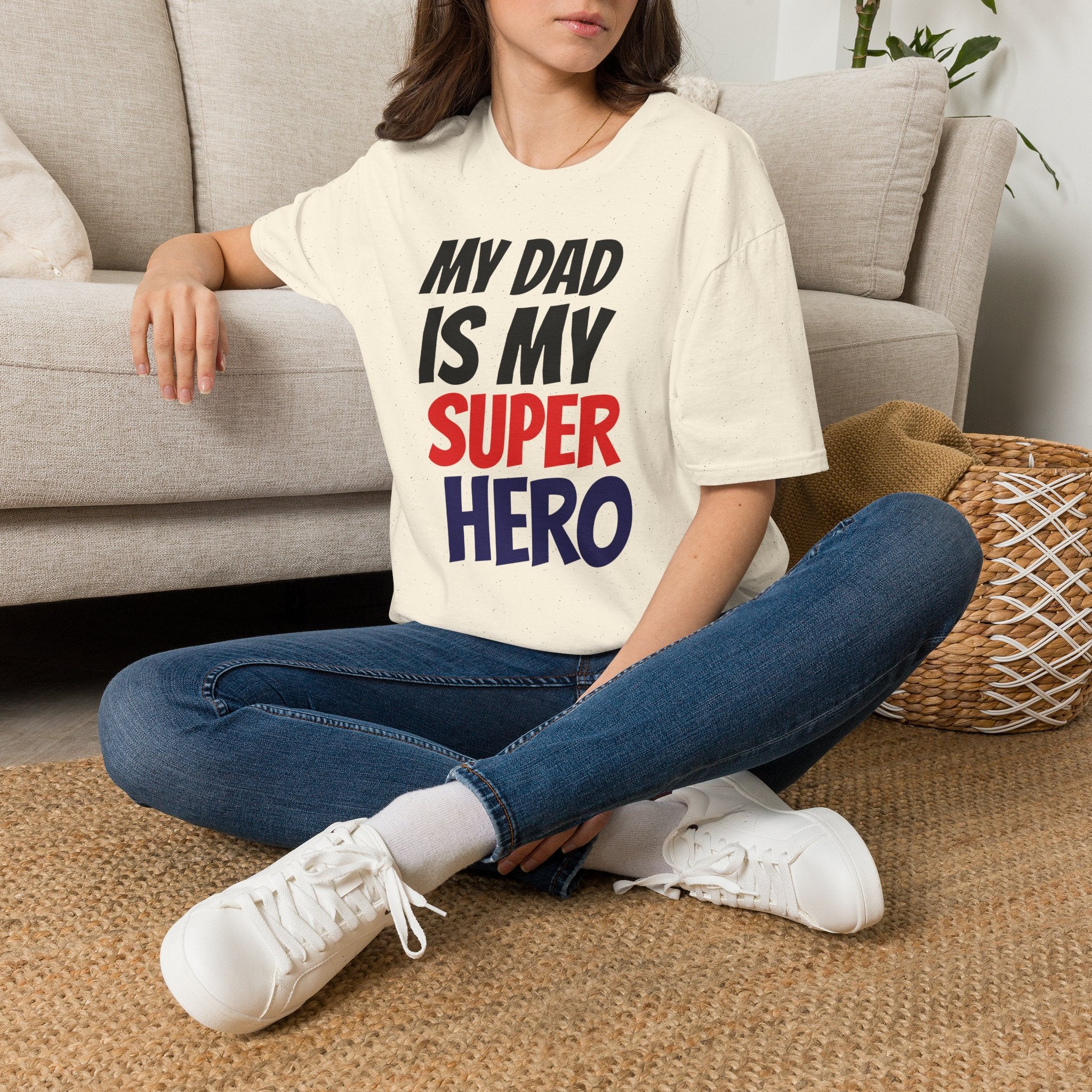 Superhero Dad T-Shirt — "My Dad Is My Superhero" Positive Message Tee
