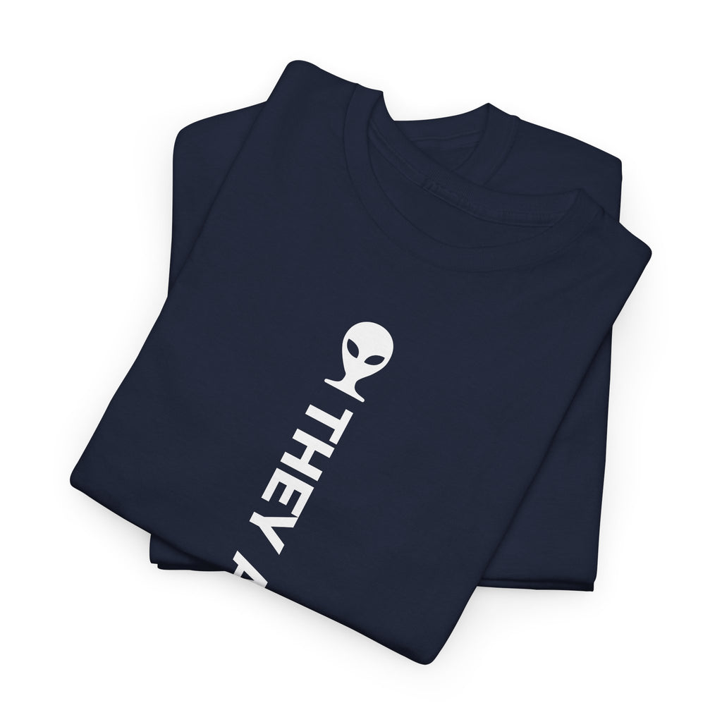 Alien Tee — Minimal "They Are Real" Vertical Graphic T-Shirt dark