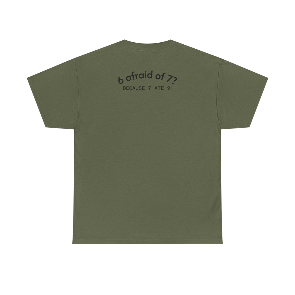 Why is 6 Afraid of 7? "Because 7 Ate 9" Funny Numbers Tee