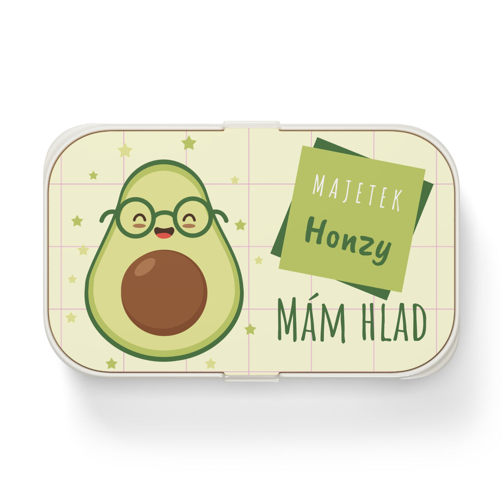 Personalized Avocado Bento Lunch Box – "Mám hlad" Cute Kawaii Kid’s Lunchbox