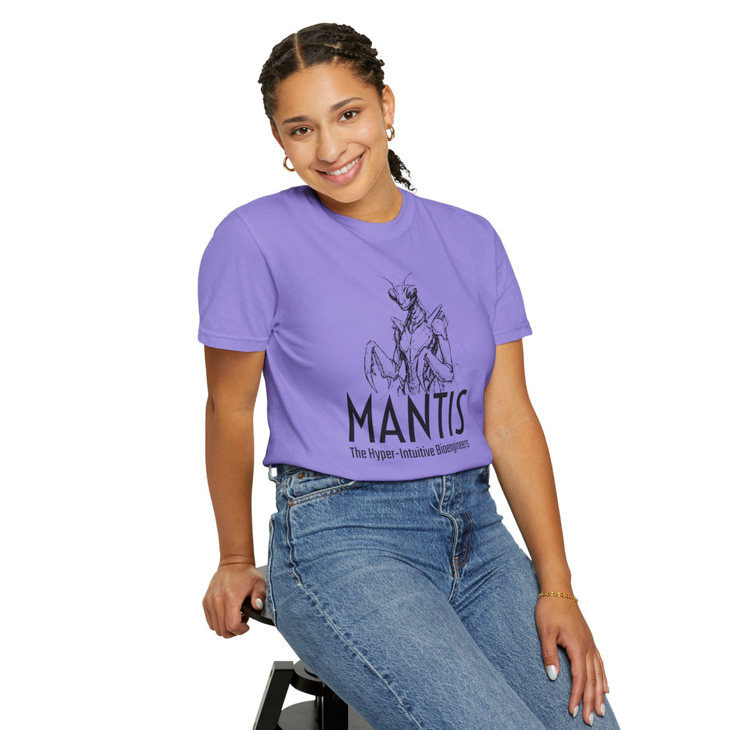 Alien Mantis Graphic T-Shirt — "The Hyper-Intuitive Bioengineers" Illustrated Tee