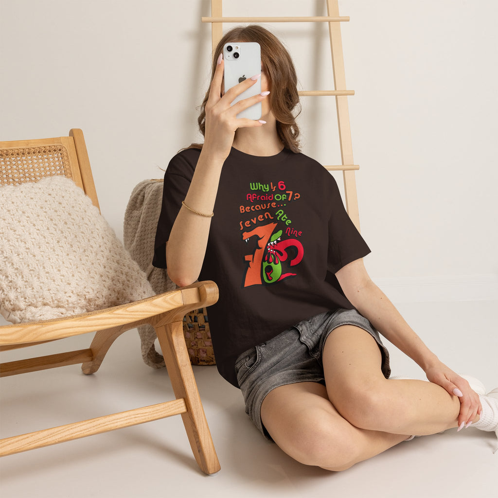 Why is 6 Afraid of 7? "Because 7 Ate 9" Funny Numbers Tee