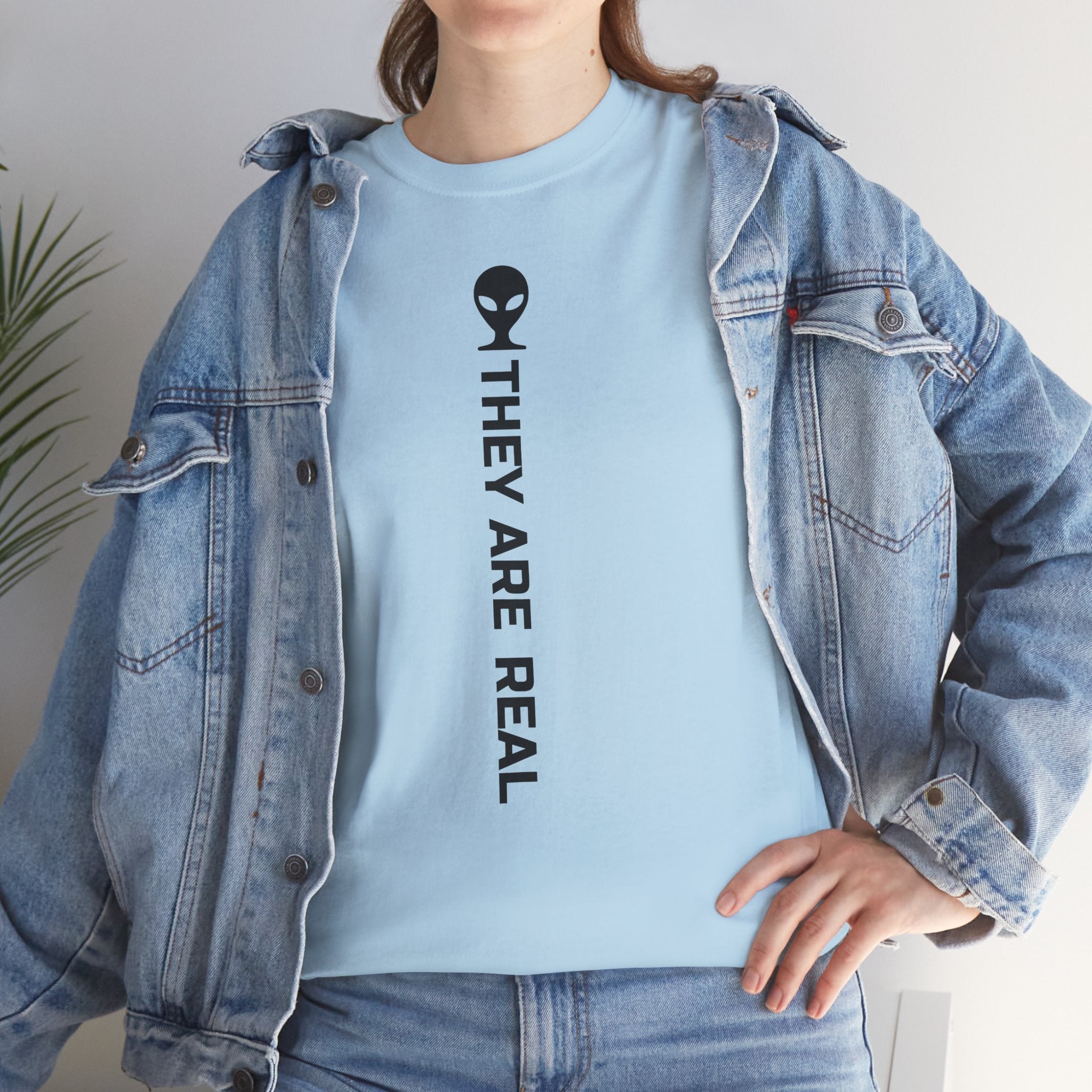Alien Tee — Minimal "They Are Real" Vertical Graphic T-Shirt