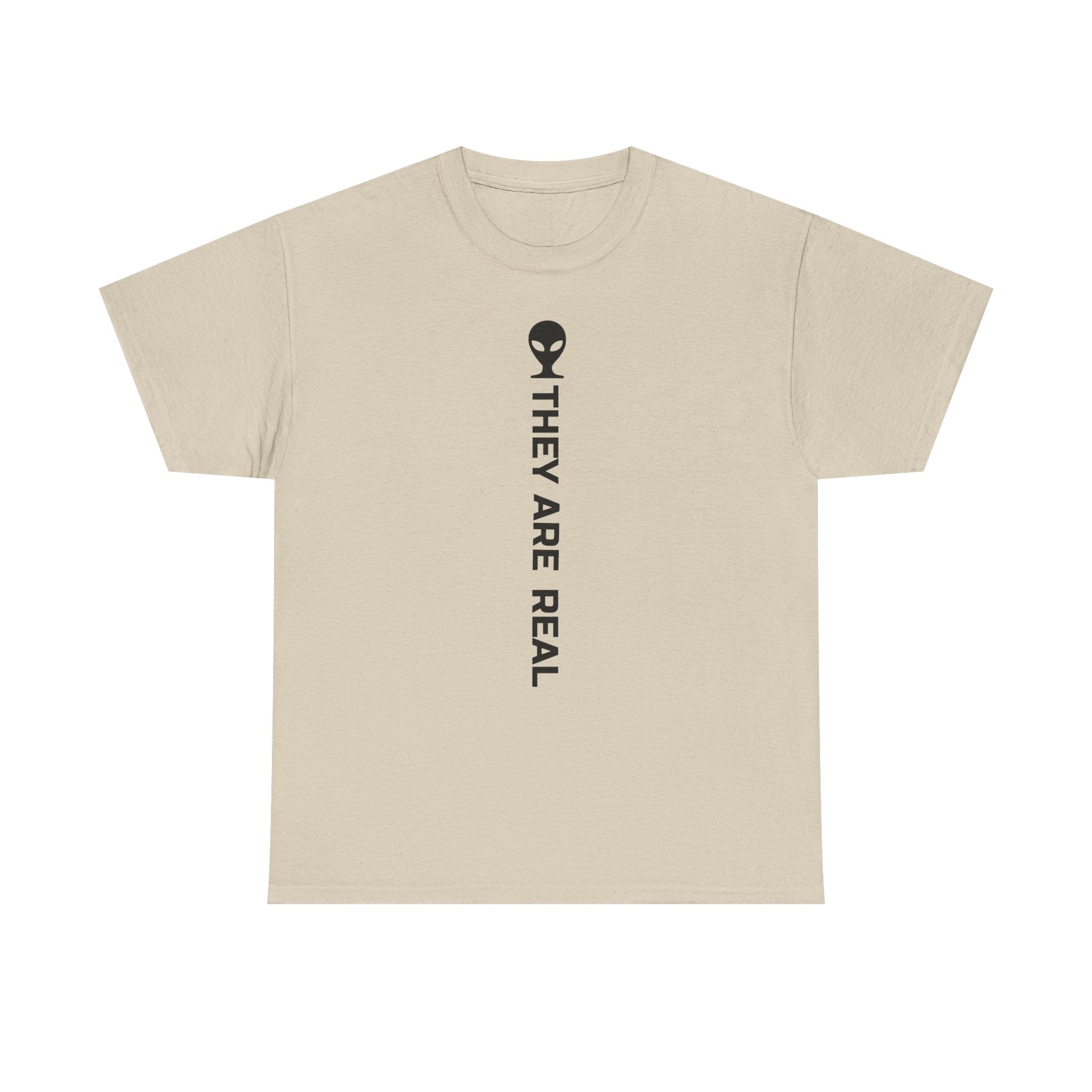 Alien Tee — Minimal "They Are Real" Vertical Graphic T-Shirt