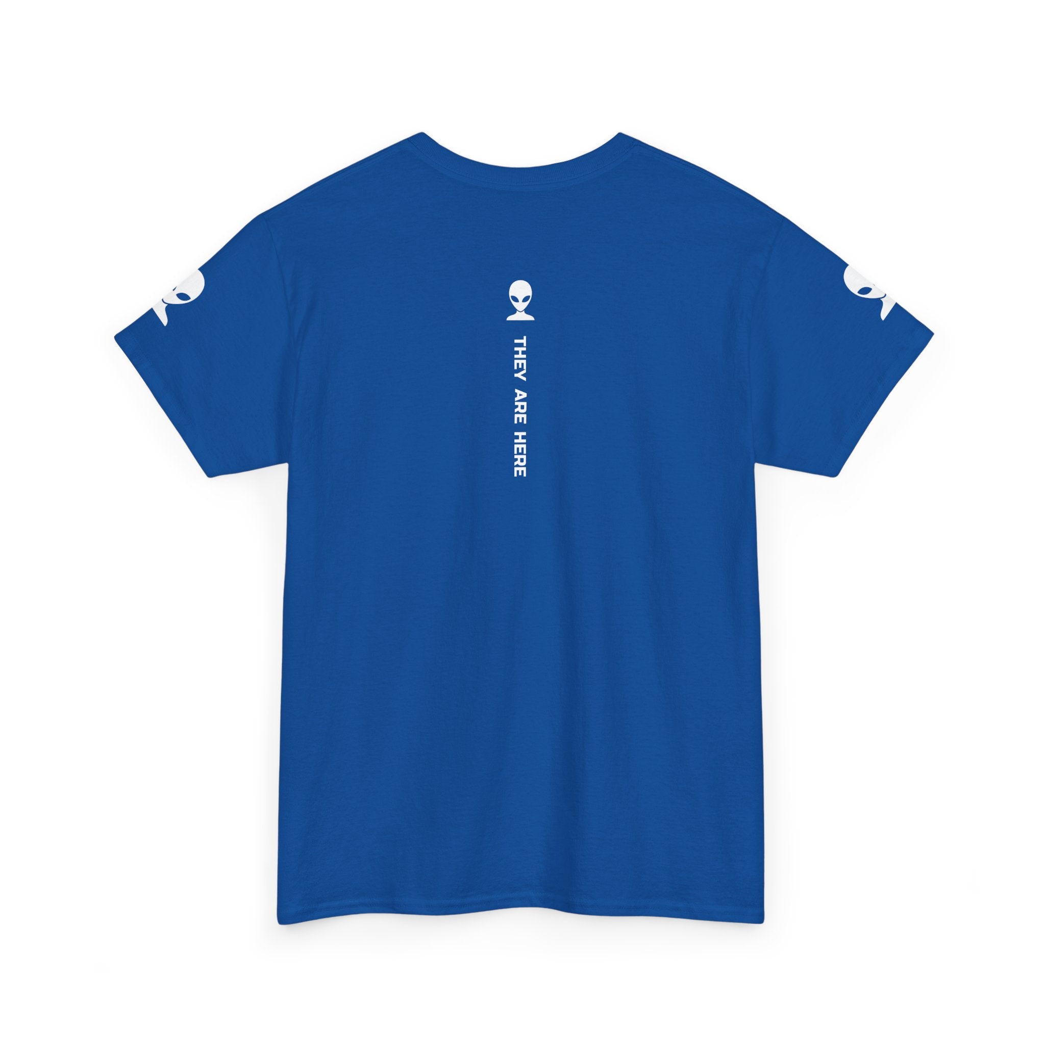 Alien Tee — Minimal "They Are Here" Vertical Graphic T-Shirt dark