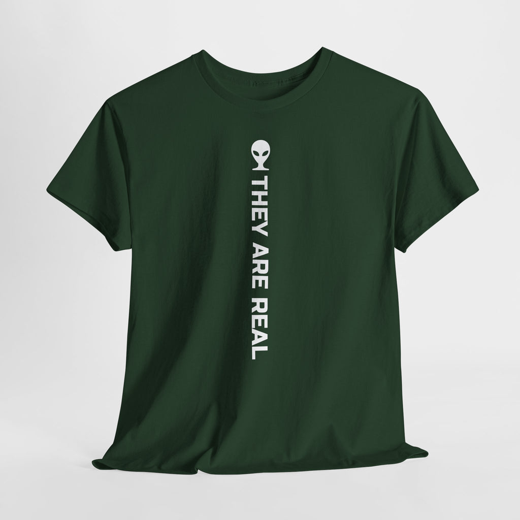 Alien Tee — Minimal "They Are Real" Vertical Graphic T-Shirt dark