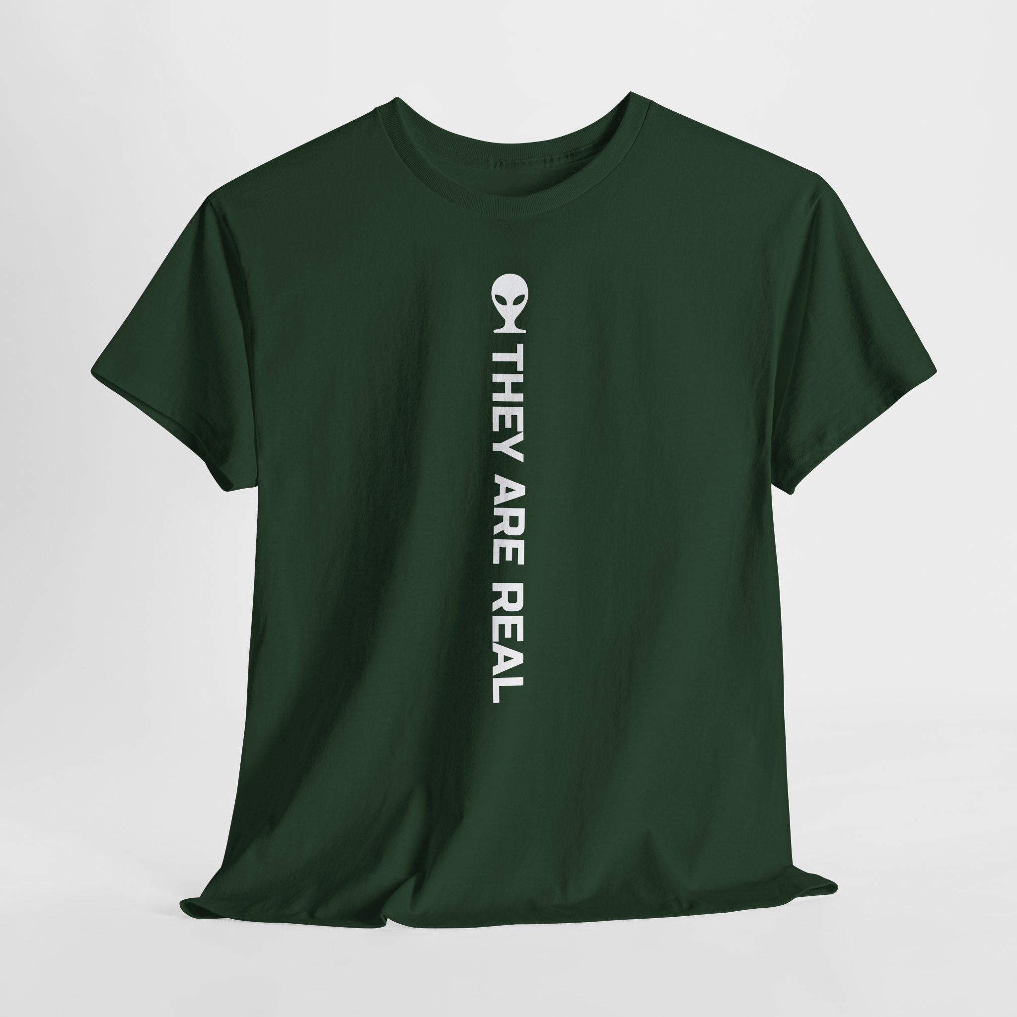 Alien Tee — Minimal "They Are Real" Vertical Graphic T-Shirt dark
