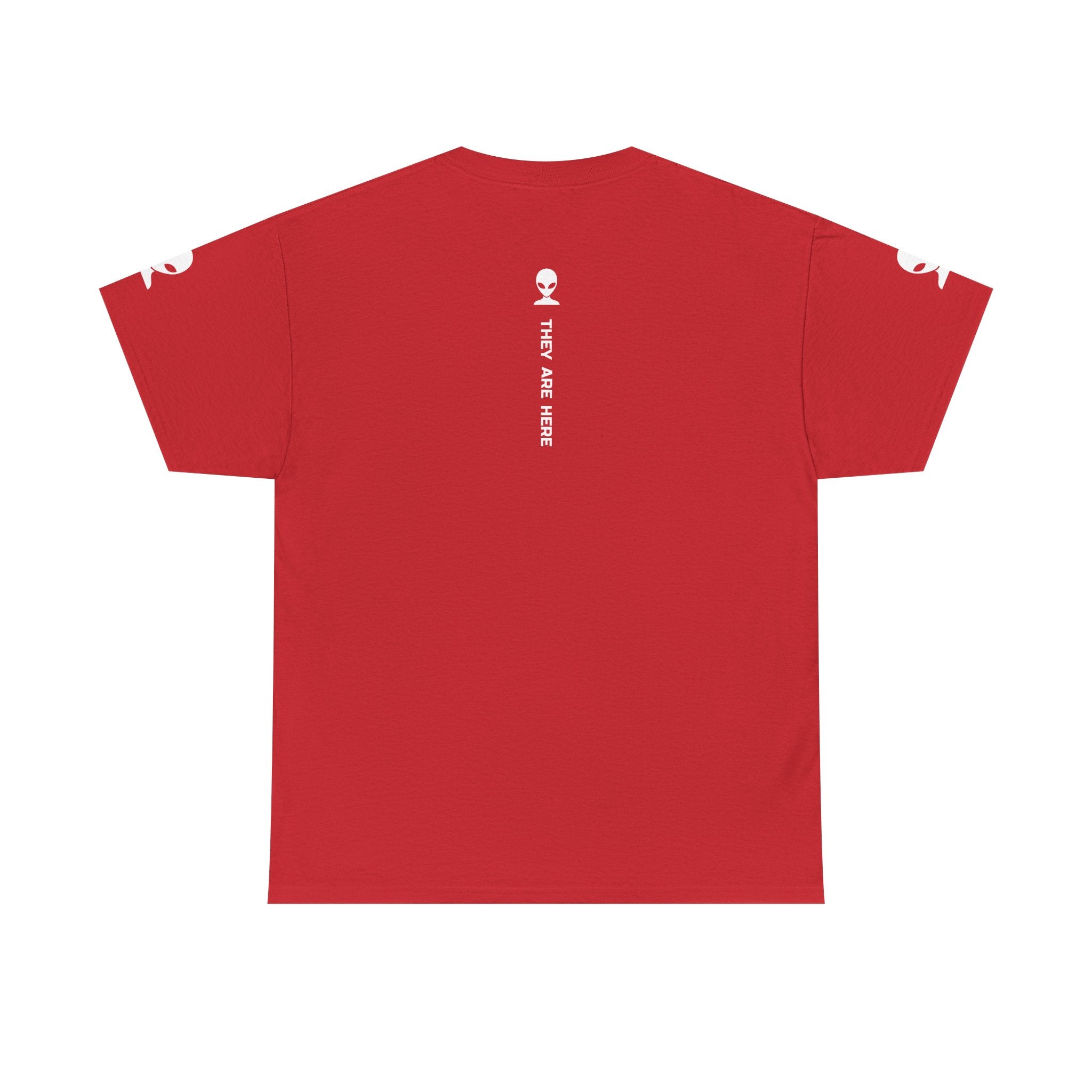 Alien Tee — Minimal "They Are Here" Vertical Graphic T-Shirt dark