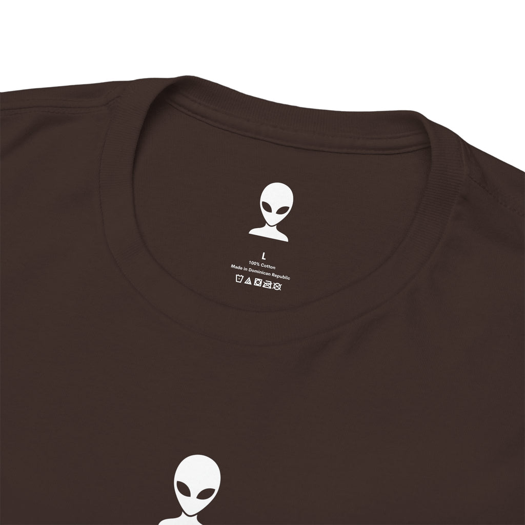 Alien Tee — Minimal "They Are Here" Vertical Graphic T-Shirt dark