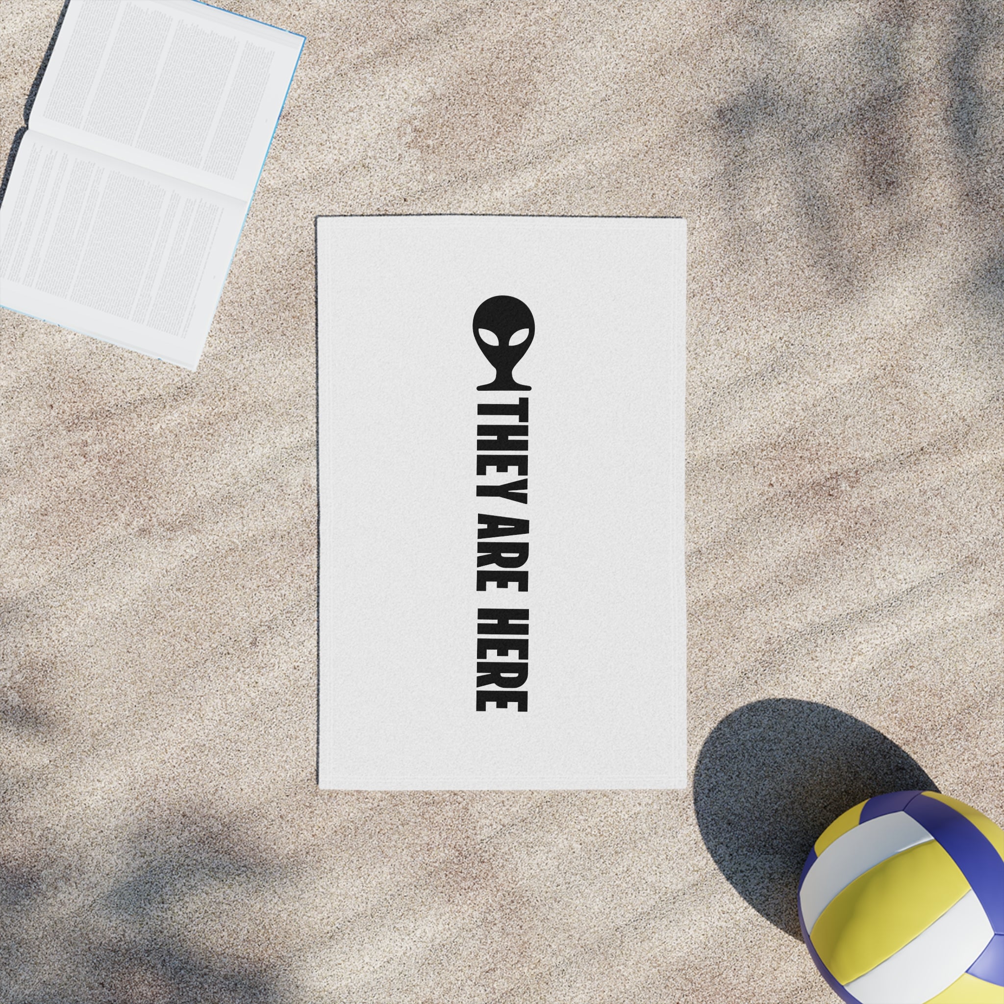 Alien Beach Towel — "They Are Here" Graphic Beach Towel