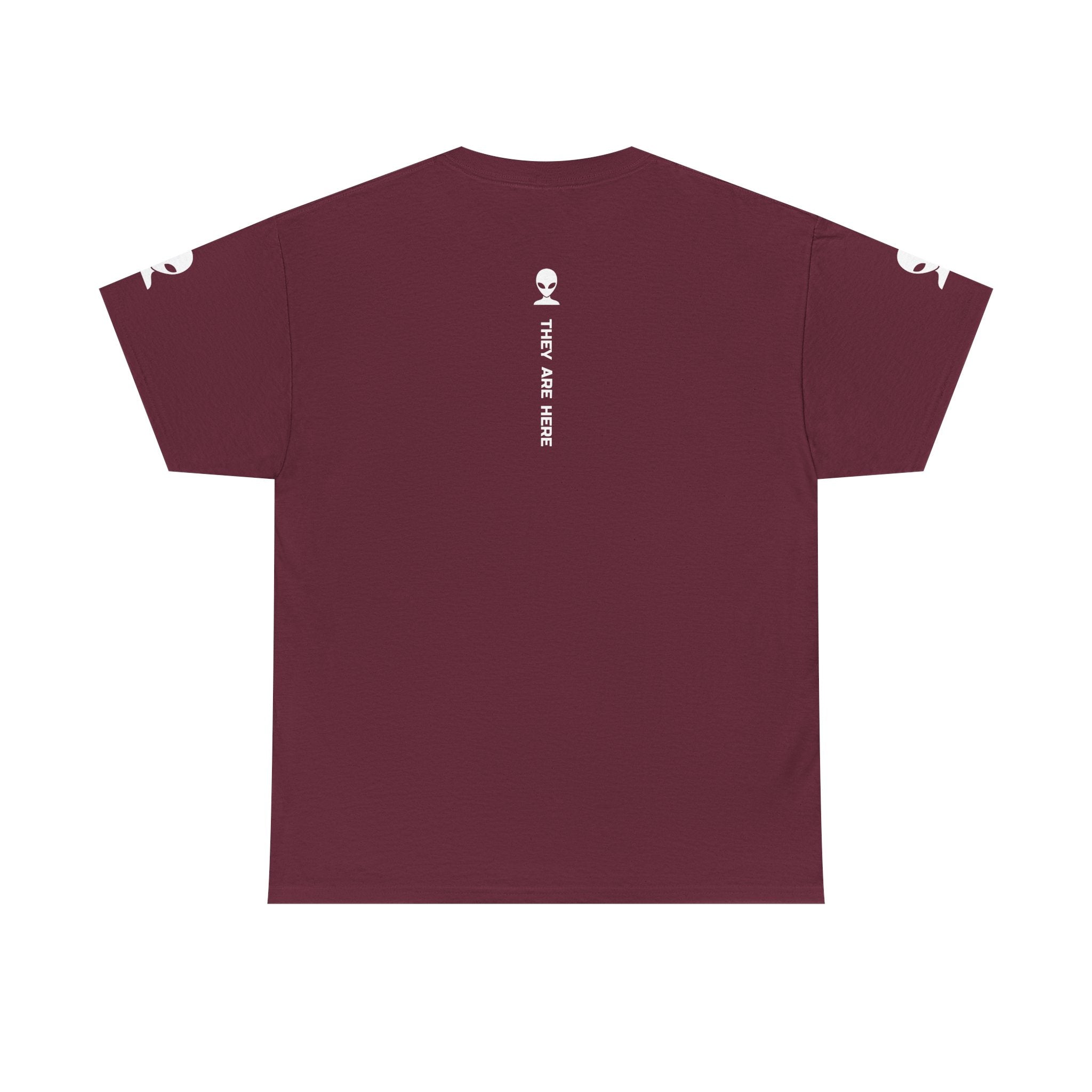 Alien Tee — Minimal "They Are Here" Vertical Graphic T-Shirt dark
