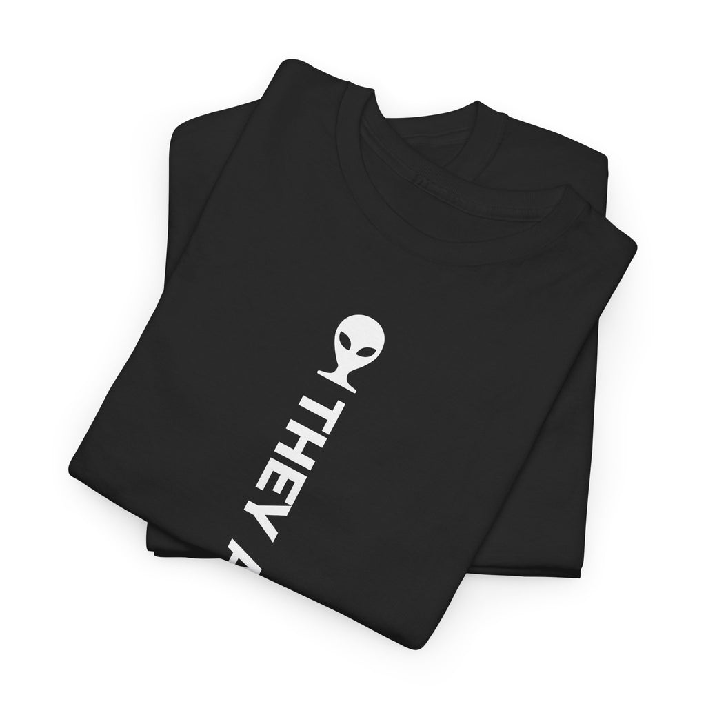 Alien Tee — Minimal "They Are Real" Vertical Graphic T-Shirt dark